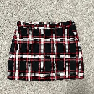 Plaid Knit Mini Skirt